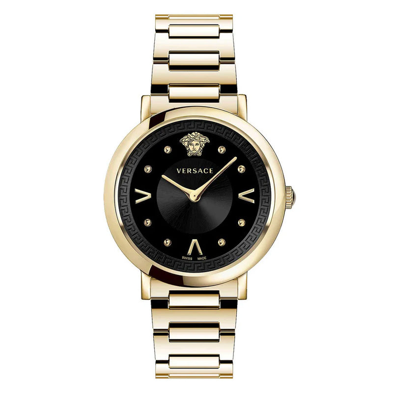 Versace Ladies Watch Pop Chic Black Gold Bracelet VEVD00619