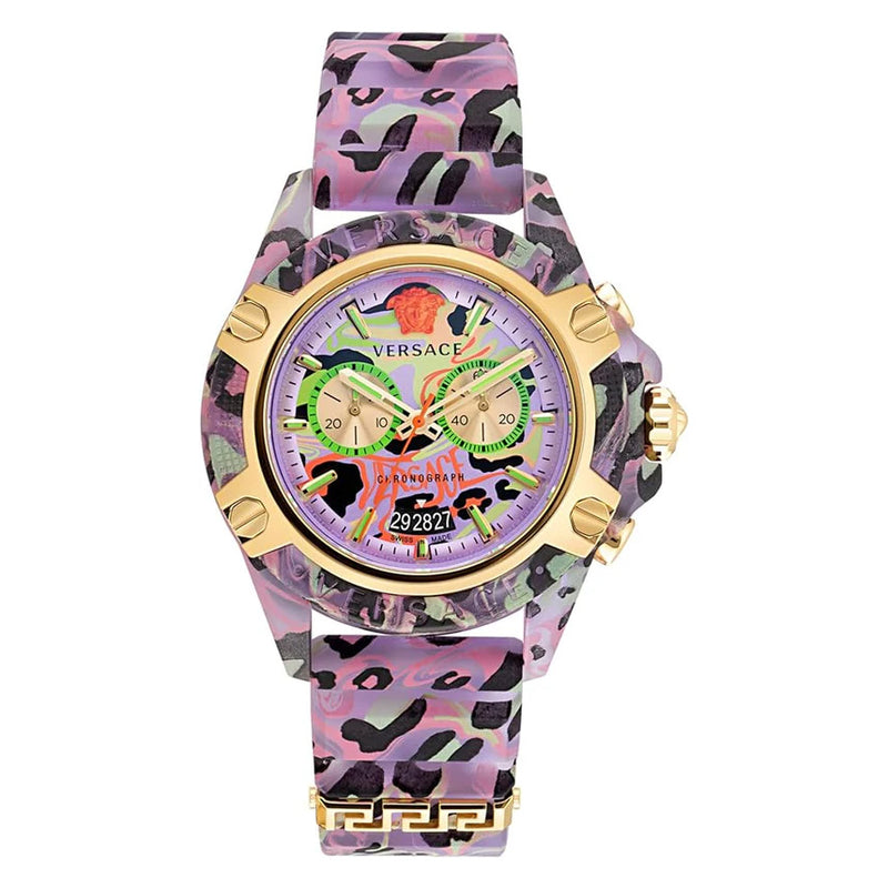 Versace Unisex Watch Chronograph Active Lilac Leopard VEZ700722