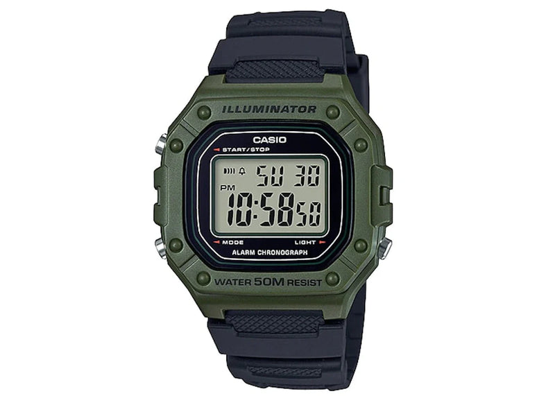 Casio Watch Chronograph Digital Green W-218H-3AVDF