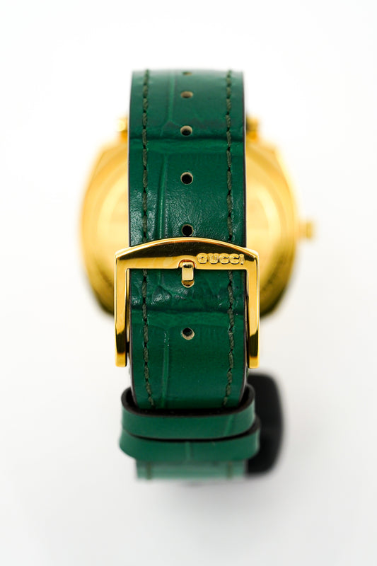 Gucci Watch Grip 35mm Yellow Gold Green