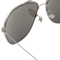 Ann Demeulemeester Men Sunglasses Titanium 925 Silver with Silver Mirror Lenses AD48C2SUN - Watches & Crystals