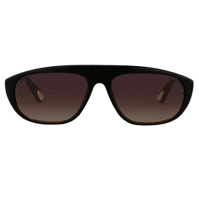 Ann Demeulemeester Sunglasses Black Tortoise Shell Flat Top 925 Silver with Brown Lenses AD1C6SUN - Watches & Crystals