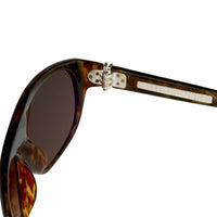 Ann Demeulemeester Sunglasses Black Tortoise Shell Flat Top 925 Silver with Brown Lenses AD1C6SUN - Watches & Crystals