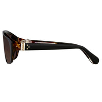 Ann Demeulemeester Sunglasses Black Tortoise Shell Flat Top 925 Silver with Brown Lenses AD1C6SUN - Watches & Crystals