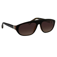 Ann Demeulemeester Sunglasses Black Tortoise Shell Flat Top 925 Silver with Brown Lenses AD1C6SUN - Watches & Crystals