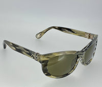 Ann Demeulemeester Sunglasses Cat Eye Horn 925 Silver with Green Lenses Category 3 Dark Tint AD29C3SUN - Watches & Crystals