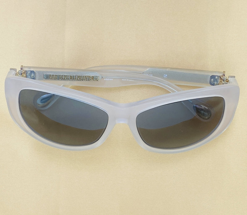 Ann Demeulemeester Sunglasses Cat Eye White 925 Silver with Grey Lenses AD29C4SUN - Watches & Crystals