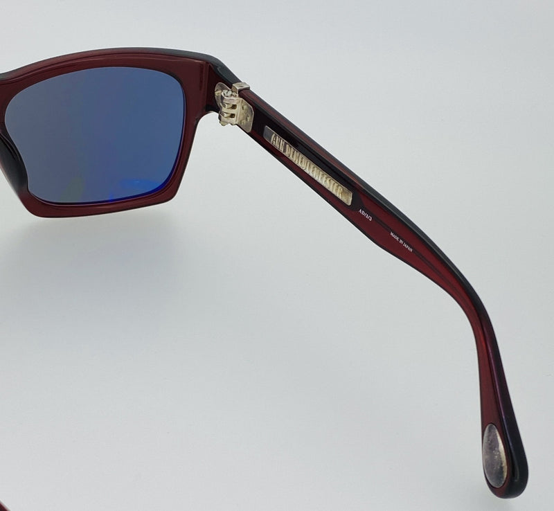 Ann Demeulemeester Sunglasses D-Frame Bordeaux Red 925 Silver with Blue Lenses AD3C3SUN - Watches & Crystals