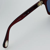 Ann Demeulemeester Sunglasses D-Frame Bordeaux Red 925 Silver with Blue Lenses AD3C3SUN - Watches & Crystals