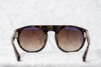 Ann Demeulemeester Sunglasses Flat Top Black & Tortoise Shell 925 Silver with Brown Graduated Lenses Category 3 AD10C6SUN - Watches & Crystals