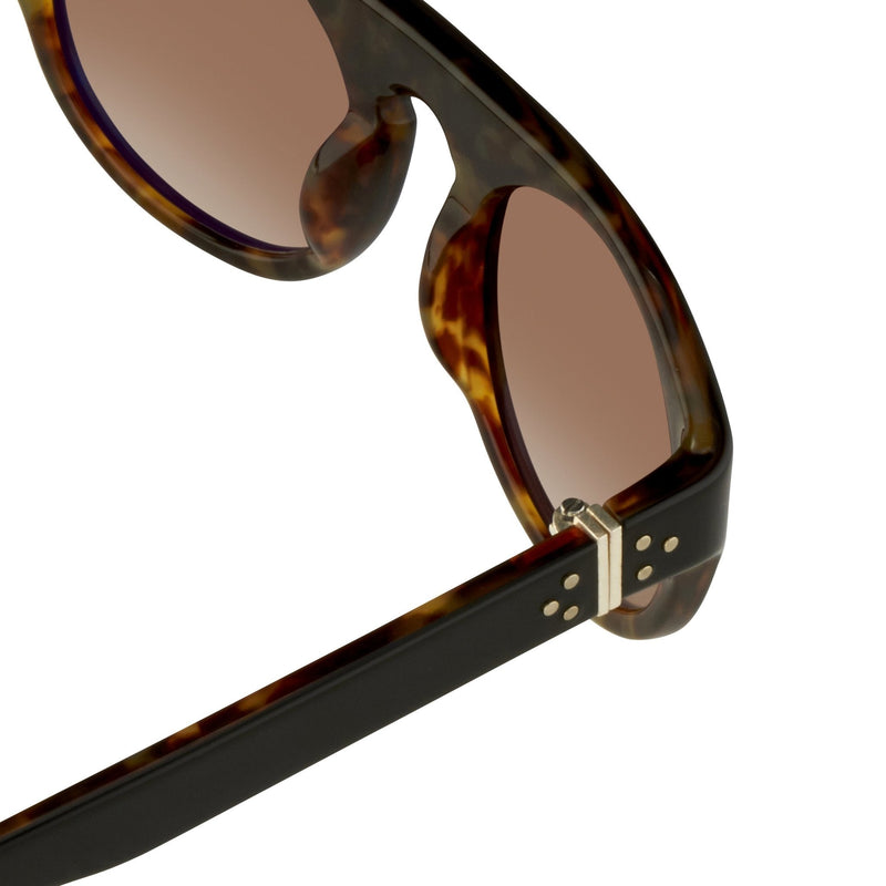 Ann Demeulemeester Sunglasses Flat Top Black & Tortoise Shell 925 Silver with Brown Graduated Lenses Category 3 AD10C6SUN - Watches & Crystals