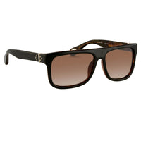 Ann Demeulemeester Sunglasses Flat Top Black Tortoise Shell 925 Silver with Brown Lenses AD2C6SUN - Watches & Crystals