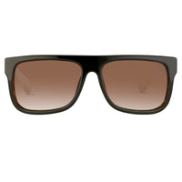 Ann Demeulemeester Sunglasses Flat Top Black Tortoise Shell 925 Silver with Brown Lenses AD2C6SUN - Watches & Crystals