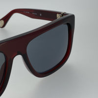 Ann Demeulemeester Sunglasses Flat Top Bordeaux Red 925 Silver with Blue Lenses AD2C3SUN - Watches & Crystals