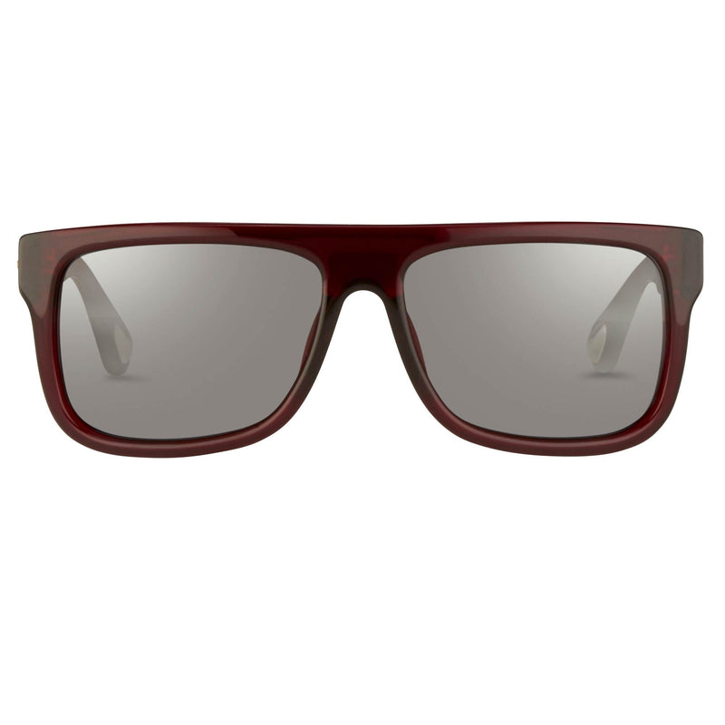 Ann Demeulemeester Sunglasses Flat Top Bordeaux Red 925 Silver with Blue Lenses AD2C3SUN - Watches & Crystals