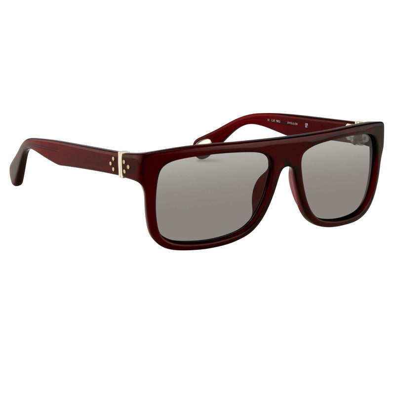 Ann Demeulemeester Sunglasses Flat Top Bordeaux Red 925 Silver with Blue Lenses AD2C3SUN - Watches & Crystals