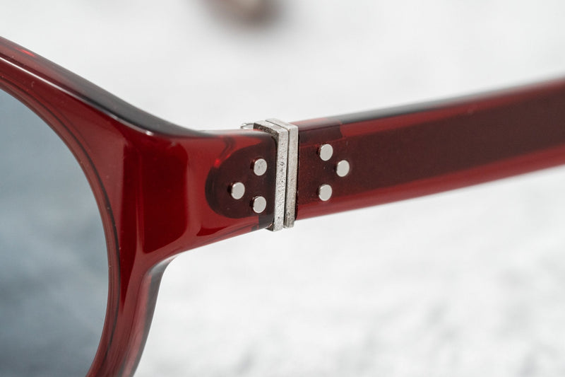 Ann Demeulemeester Sunglasses Flat Top Bordeaux Red 925 Silver with Blue Lenses Category 2 AD10C3SUN - Watches & Crystals