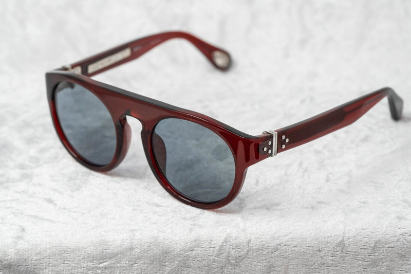 Ann Demeulemeester Sunglasses Flat Top Bordeaux Red 925 Silver with Blue Lenses Category 2 AD10C3SUN - Watches & Crystals