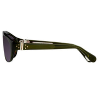 Ann Demeulemeester Sunglasses Flat Top Green 925 Silver with Purple Lenses Category 3 Dark Tint AD1C7SUN - Watches & Crystals