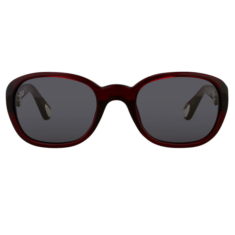 Ann Demeulemeester Sunglasses Oval Bordeaux Red 925 Silver with Blue Lenses Category 2 AD8C3SUN - Watches & Crystals