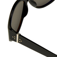 Ann Demeulemeester Sunglasses Oversized Black 925 Silver with Grey Lenses CAT3 AD6C1SUN - Watches & Crystals