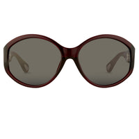 Ann Demeulemeester Sunglasses Oversized Bordeaux Red 925 Silver with Blue Lenses AD6C3SUN - Watches & Crystals