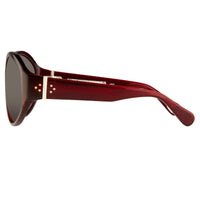 Ann Demeulemeester Sunglasses Oversized Bordeaux Red 925 Silver with Blue Lenses AD6C3SUN - Watches & Crystals