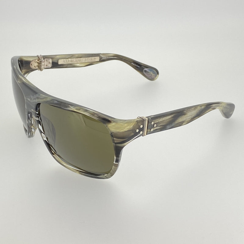 Ann Demeulemeester Sunglasses Oversized Brown Horn 925 Silver with Green Lenses CAT3 AD31C3SUN - Watches & Crystals