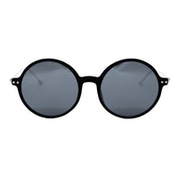 Ann Demeulemeester Sunglasses Round Black Scratch Texture and Titanium with 925 Silver Temple Tips Grey Mirror Lenses CAT3 AD54C2SUN - Watches & Crystals