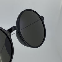 Ann Demeulemeester Sunglasses Round Shiny Black 925 Silver with Grey Lenses CAT3 AD54C1SUN - Watches & Crystals