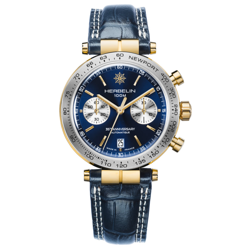 Automatic Watch - Herbelin Newport Automatic Chrono Men's Blue Watch 256T35