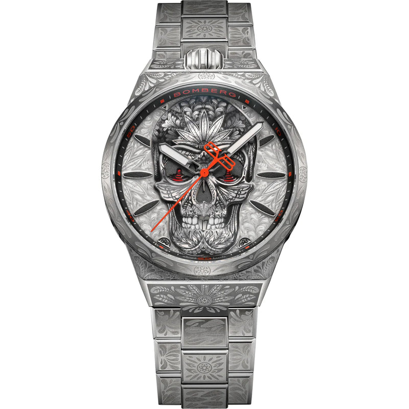 Bomberg Bolt-68 Neo Tattooed  Cancun Skull Limited Edition Silver Watch