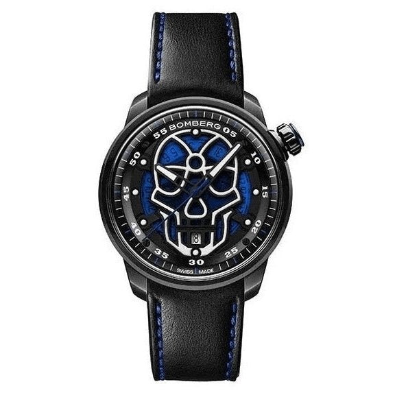 Bomberg Men's Watch BB-01 Black PVD Blue Skull CT43APBA.23-2.11 - WatchPilot