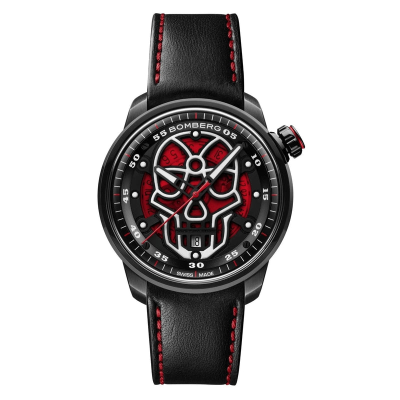 Bomberg Men's Watch BB-01 Black PVD Red Skull CT43APBA.23-1.11 - WatchPilot