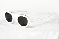 David David Sunglasses Oval Solid White Crystal With Dark Grey Lenses Category 3 9DAVID1C2WHITE - WatchPilot