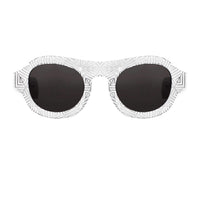 David David Sunglasses Oval Solid White Crystal With Dark Grey Lenses Category 3 9DAVID1C2WHITE - WatchPilot