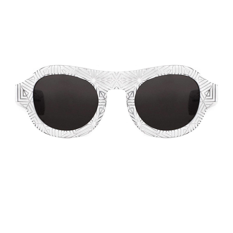 David David Sunglasses Oval Solid White Crystal With Dark Grey Lenses Category 3 9DAVID1C2WHITE - WatchPilot