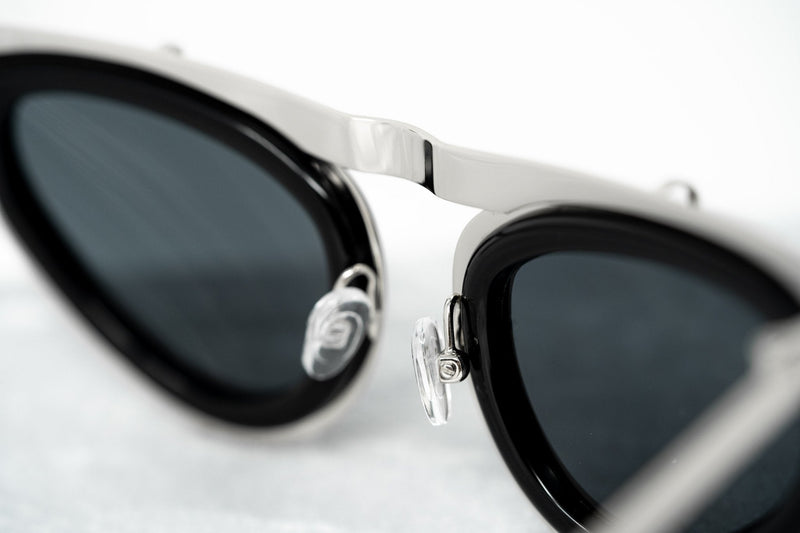 Erdem Women Sunglasses Cat Eye Black Shiny Silver with Grey Lenses Category 3 EDM3C6SUN - WatchPilot