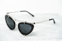 Erdem Women Sunglasses Cat Eye Black Shiny Silver with Grey Lenses Category 3 EDM3C6SUN - WatchPilot