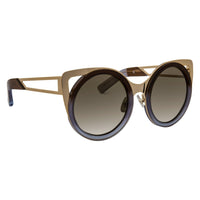 Erdem Women Sunglasses Cat Eye Blue Brown Gradient Light Gold with Brown Lenses Category 3 EDM4C10SUN - WatchPilot