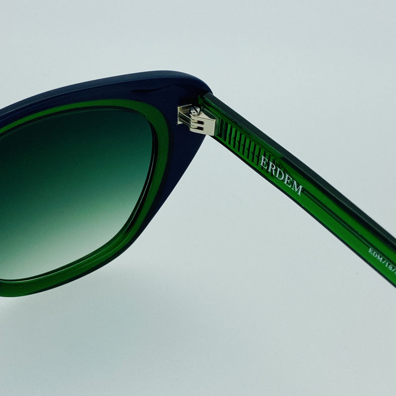 Erdem Women Sunglasses Cat Eye Navy Green with Green Gradient Lenses Category 3 EDM18C3SUN - WatchPilot