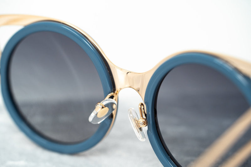 Erdem Women Sunglasses Cat Eye Slate Blue Light Gold with Grey Graduated Lenses EDM4C7SUN - WatchPilot