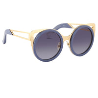 Erdem Women Sunglasses Cat Eye Slate Blue Light Gold with Grey Graduated Lenses EDM4C7SUN - WatchPilot