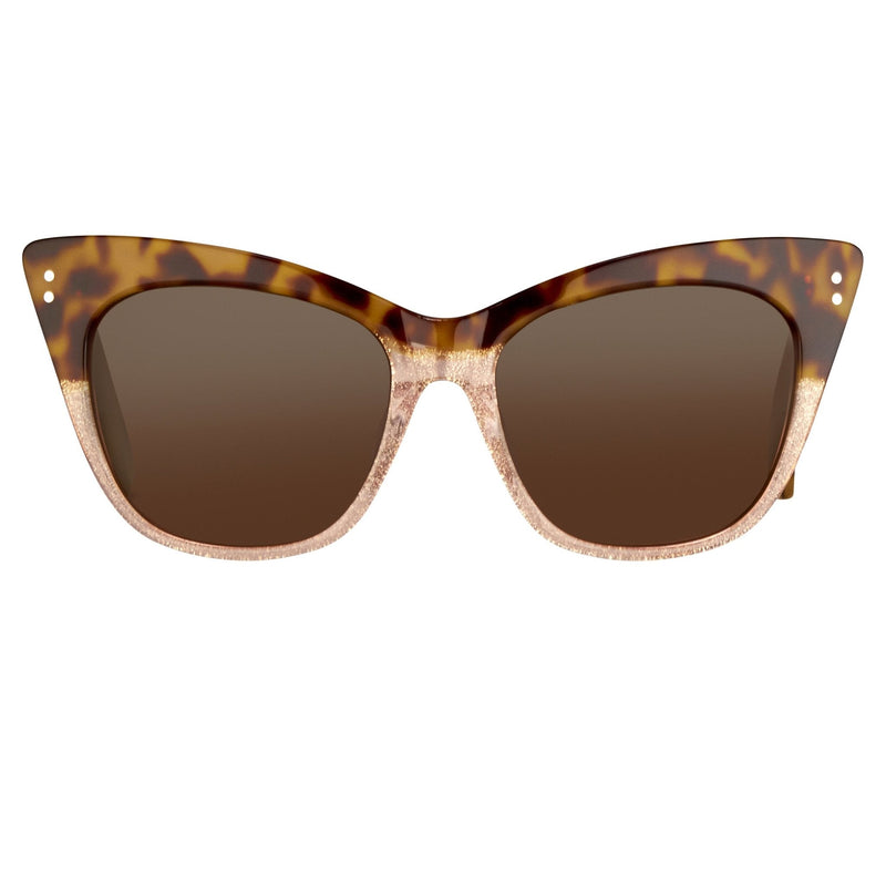 Erdem Women Sunglasses Cat Eye Tortoise Shell Rose Glitter with Brown Lenses Category 3 EDM22C1SUN - WatchPilot