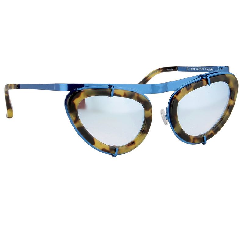 Erdem Women Sunglasses Cat Eye Tortoiseshell/Blue and Blue Mirror Lenses - EDM3C3SUN - WatchPilot