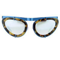 Erdem Women Sunglasses Cat Eye Tortoiseshell/Blue and Blue Mirror Lenses - EDM3C3SUN - WatchPilot