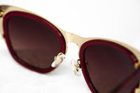 Erdem Women Sunglasses Cat Eye Transparent Burgundy Gold with Maroon Lenses Category 3 EDM17C4SUN - WatchPilot