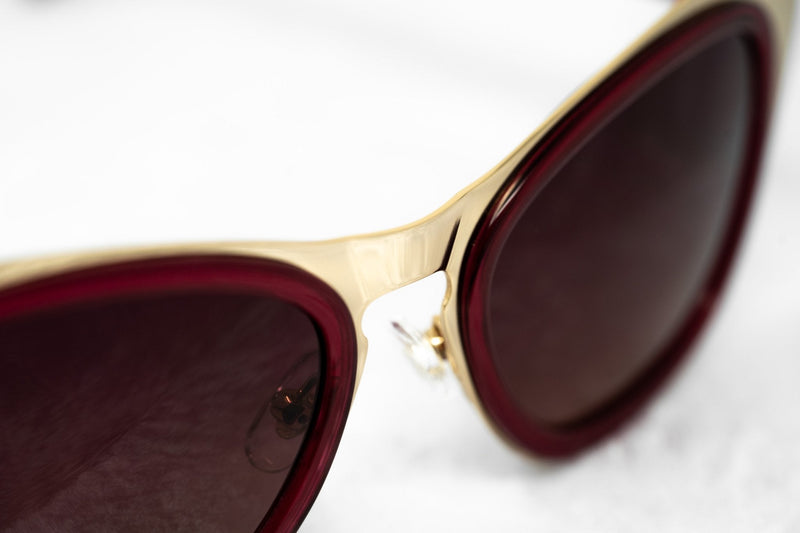 Erdem Women Sunglasses Cat Eye Transparent Burgundy Gold with Maroon Lenses Category 3 EDM17C4SUN - WatchPilot