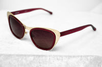 Erdem Women Sunglasses Cat Eye Transparent Burgundy Gold with Maroon Lenses Category 3 EDM17C4SUN - WatchPilot