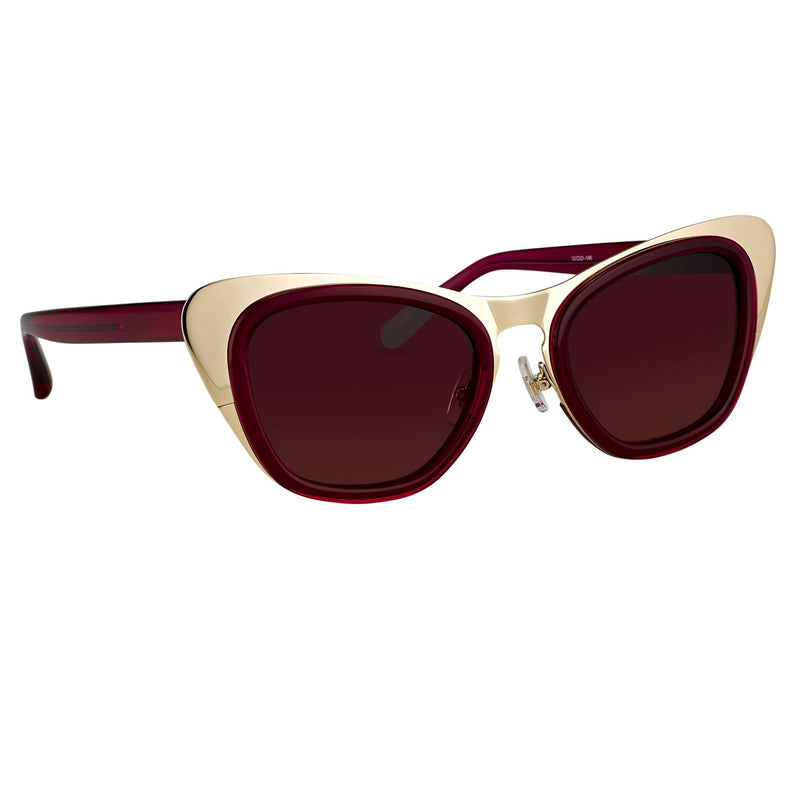 Erdem Women Sunglasses Cat Eye Transparent Burgundy Gold with Maroon Lenses Category 3 EDM17C4SUN - WatchPilot